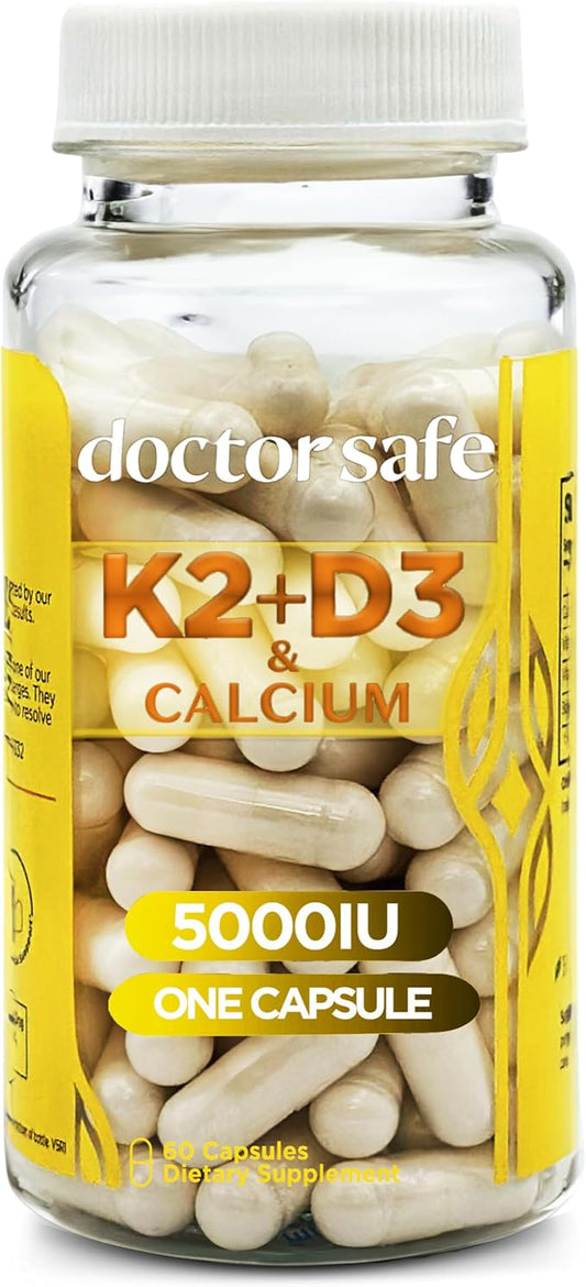 DOCTOR SAFE Vitamin D3 + K2 D3 5000iu 5000iu & 100mcg of K2 as MK-7 | (60ct)