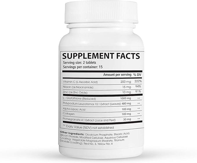 Glutamax|Whitening from Within|Glutathione 1000mg, Fern&Pomegranate Extract| 30 Tablets