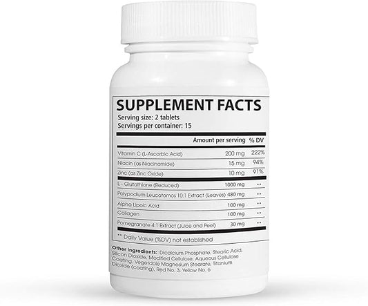 Glutamax|Whitening from Within|Glutathione 1000mg, Fern&Pomegranate Extract| 30 Tablets