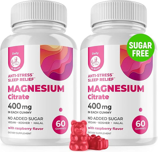 DR. MORITZ Magnesium Gummies Sugar-Free - Calm Magnesium Gummies Supplement for Children, Sugar-Free Magnesium Calm Chews for Kids & Adults (120 Count)