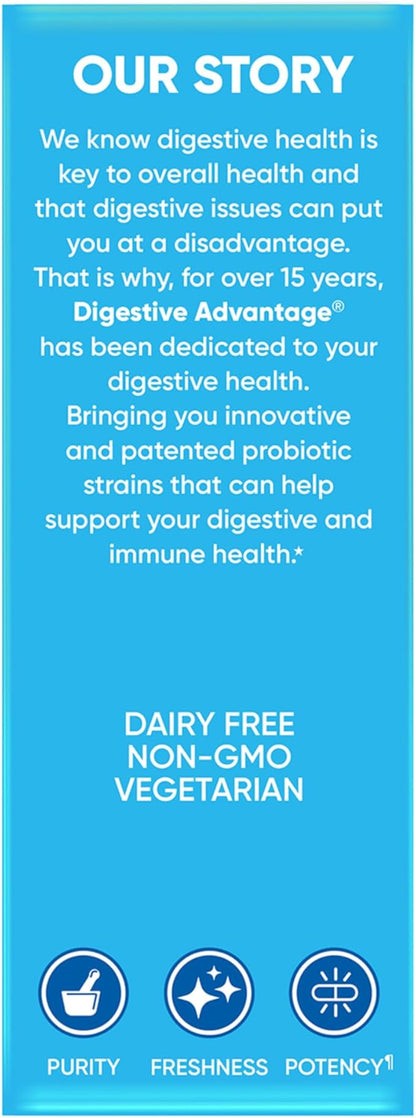 Digestive Advantage Probiotics + Lactase Digestive Enzymes For Digestive Health, Daily Probiotics For Women Men Occasional Bloating, Lactose Breakdown, Minor Abdominal Discomfort, Immune Support, 96ct