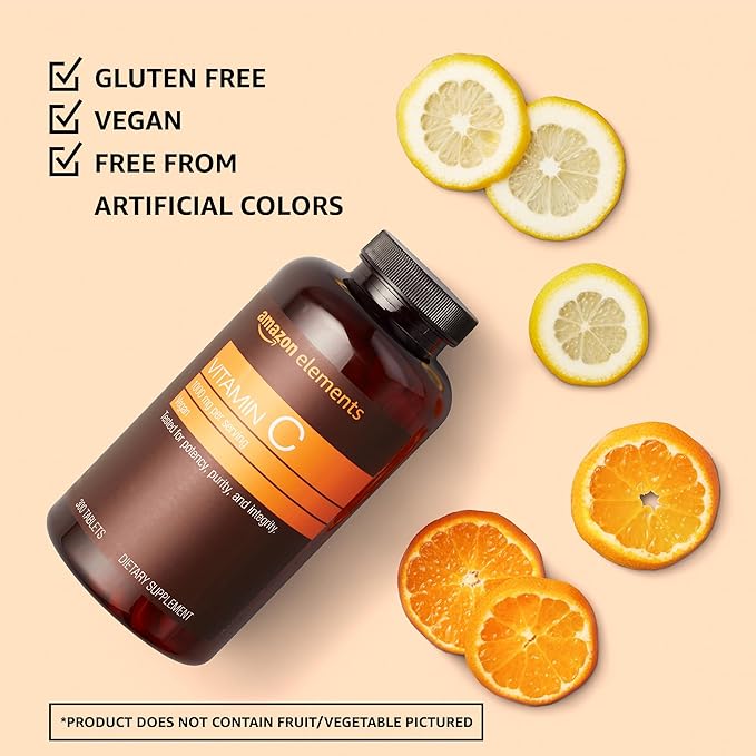 Amazon Elements Vitamin C 1000mg, Supports 300 Tablets, 10 month