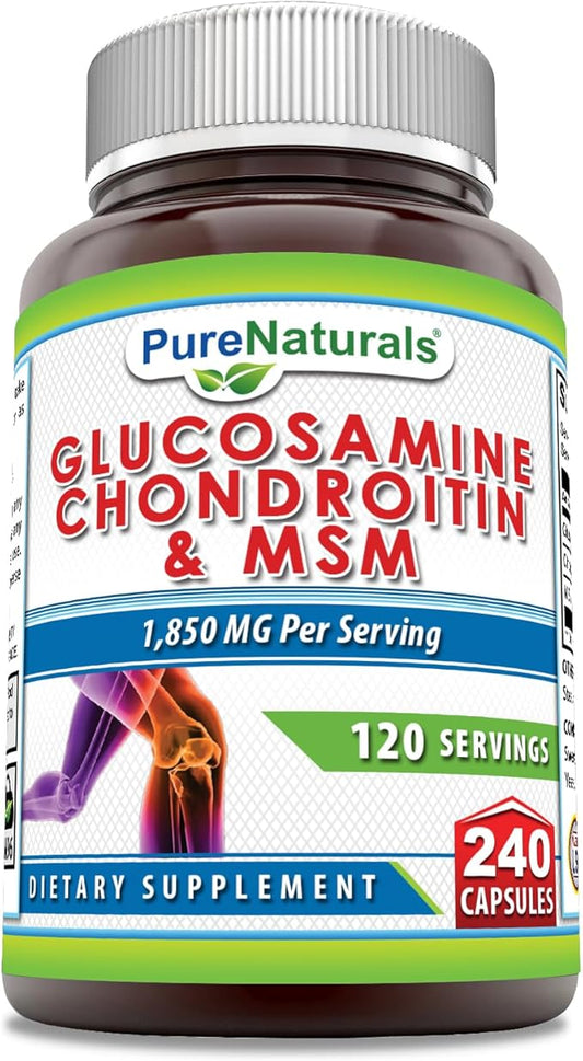 Pure Naturals Glucosamine Chondroitin + MSM Supplement 1850 Mg 240 Capsules