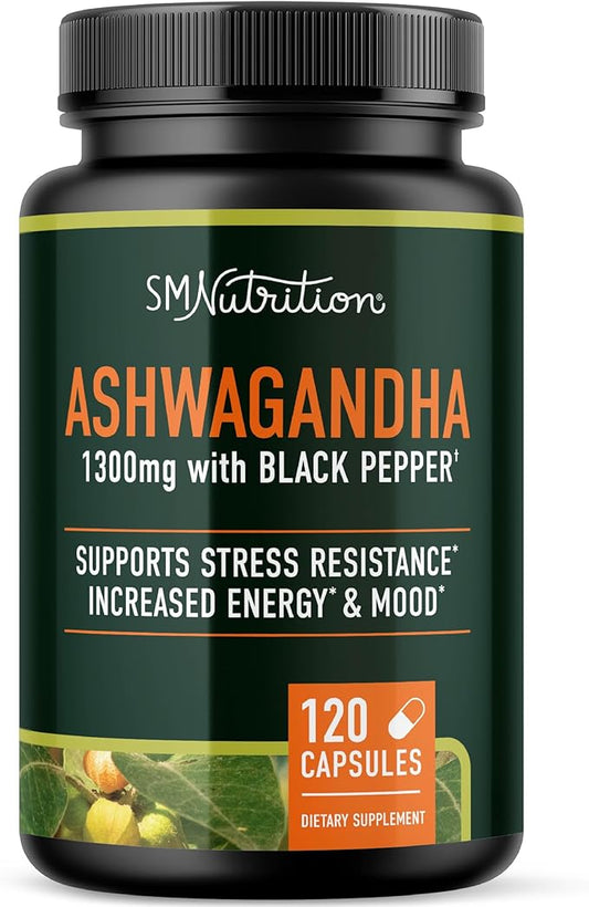Ashwagandha Supplement 1300mg for Stress Resistance 120ct, 2-Month 2-Month Supply
