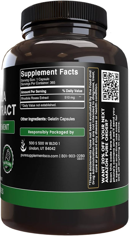 Pure Original Ingredients Rhodiola Rosea (365