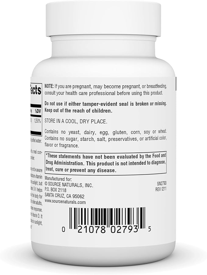 Source Naturals Vitamin D-3, Supports Bone & Immune Health*, 250 mcg (10,000 IU) - 240 Softgels