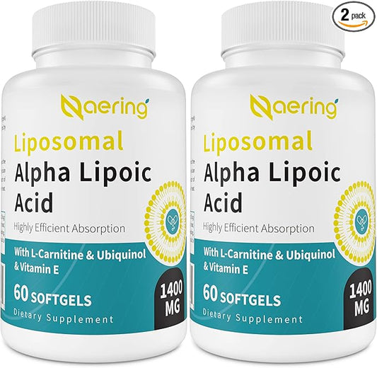 Liposomal Alpha Lipoic Acid 1400mg Softgels, 1000mg, Ubiquinol CoQ10) 100mg 100mg and 10mg,Alpha-Lipoic Acid 120 Softgels