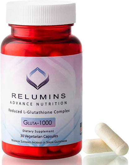 Relumins L Glutathione Complex Skin Supplement 1000mg Reduced 30 Veggie 1 Bottle