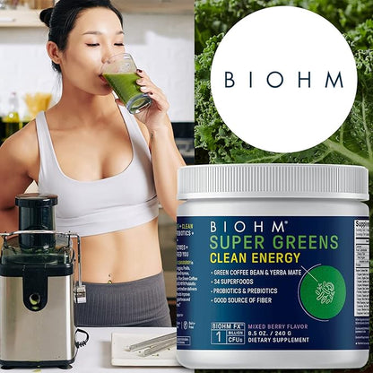 BIOHM Super Greens Clean Energy 30 Servings 34 Natural