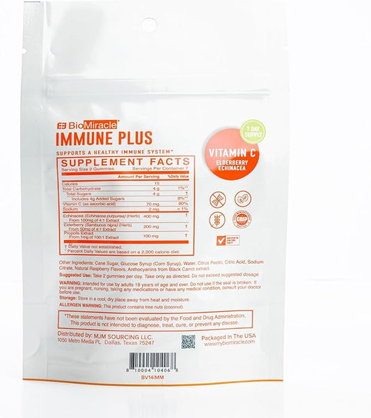 BioMiracle Immune Plus Gummies 14ct (4 Pack) Month Supply