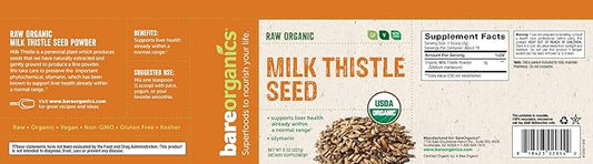 BareOrganics Milk Thistle Seed Powder, Superfood 8 Ounces