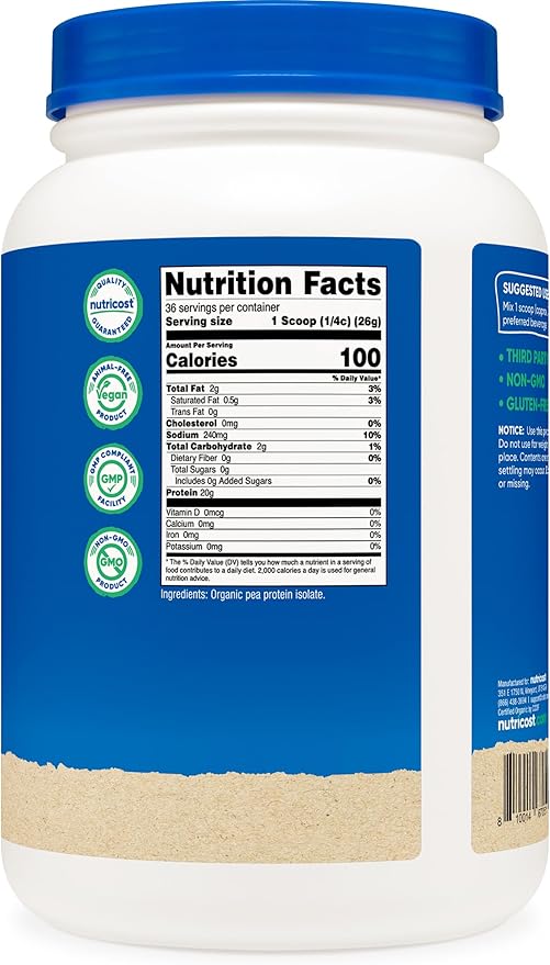 Nutricost Organic Pea Protein Isolate Powder (2LBS)