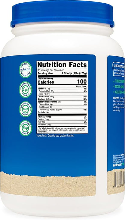 Nutricost Organic Pea Protein Isolate Powder (2LBS)
