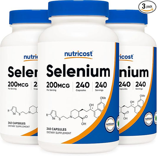 Nutricost Selenium 200mcg, 240 Veggie Caps (3 Bottles) - Non-GMO, Gluten Free L-Selenomethionine …
