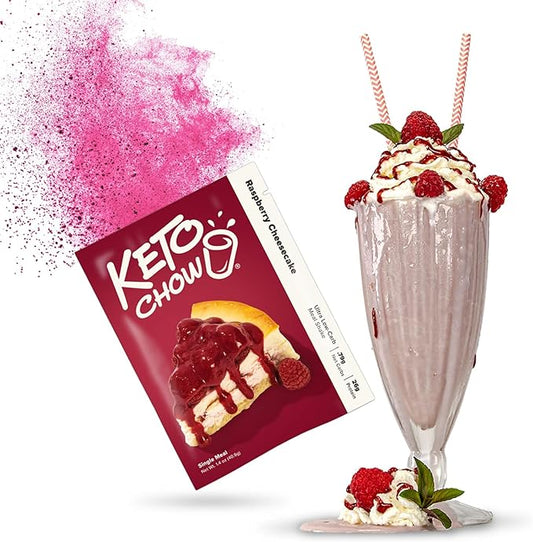Keto Chow Rasp Cheesecake | Keto Meal Replacement Shake Powder | Nutritionally Complete | Low Carb | Delicious Easy Meal Substitute | Protein Rich You Choose The Fat | Single Meal Sample