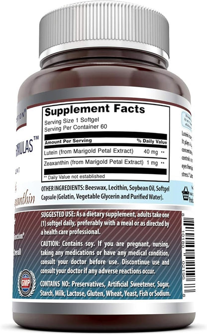 Amazing Formulas Lutein 40 mg 1600 mcg (40 mg, 60, Count)