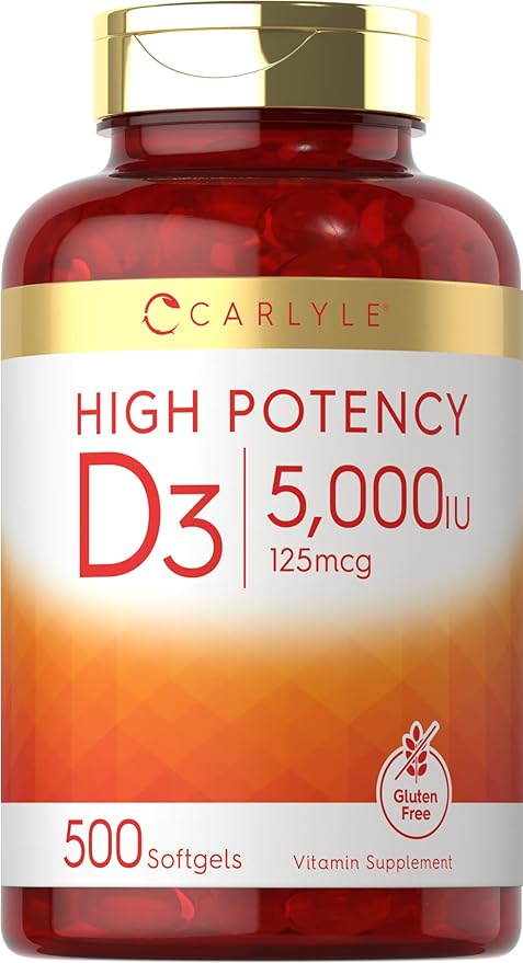 Carlyle Vitamin D3 5000 IU Softgels 500 Count 125mcg