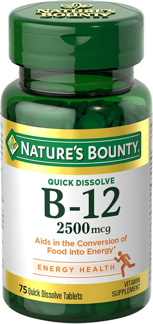 Nature's Bounty Vitamin B12 2500 mcg, 75 Quick