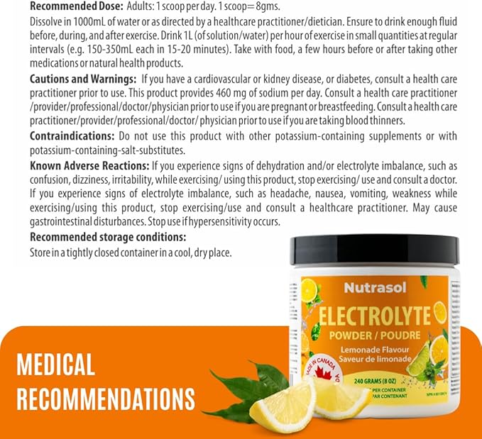 Advance Electrolytes w/Key Nutrients, Minerals & Vitamins | Antioxidant | Pre&Post Workout Hydration Solution | Boost Energy | Helps Body Hydrate During Physical Activities | Made in Canada