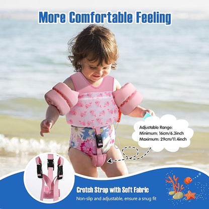 Moko Toddler Swim Vest for Kids, 20-50 lbs/22-66 lbs Clearance Swim Arm Band Cartoon Swimming Wings Pool Float Vests Sleeves Shoulder Straps Arm Floaties for Children Learn to Swim