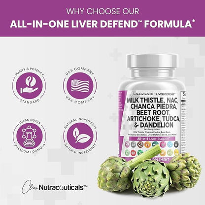 Milk Thistle 3000mg NAC Chanca Piedra 2000mg Beet 2000mg Artichoke 2000mg Dandelion 1000mg - 60 Count