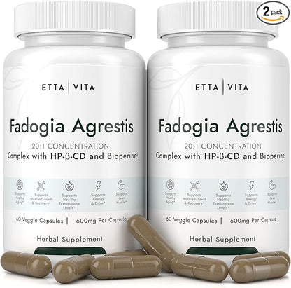 (2-Pack) Organic Fadogia Agrestis 600mg (2X More 3X More 120ct