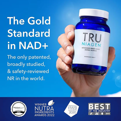 TRU NIAGEN Patented NAD Supplement for Anti Aging and Cell Regeneration, 300 mg Niagen, 30 Servings | Supports Cellular Energy, Brain, Muscle | Nicotinamide Riboside (NR) Take 1 Daily | 1 Bottle