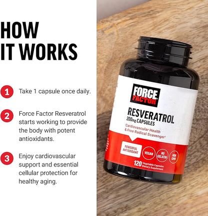 FORCE FACTOR Resveratrol Supplement to Support 120 Vegetable