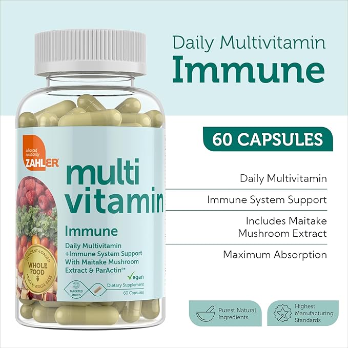 Zahler - Daily Multivitamin Immune Support (60 Capsules) B12, Zinc