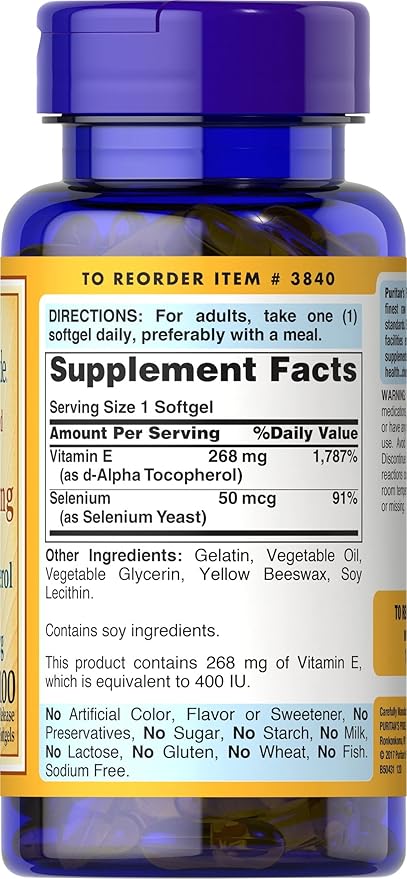 Puritan's Pride Vitamin E-with Selenium 400 100 RR