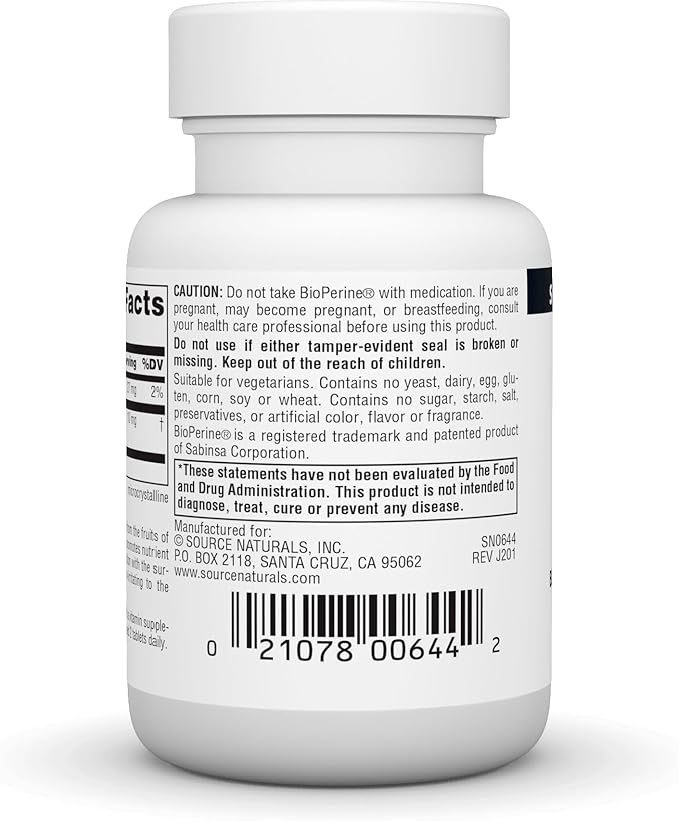 Source Naturals BioPerine 10 mg, 120 Tablets