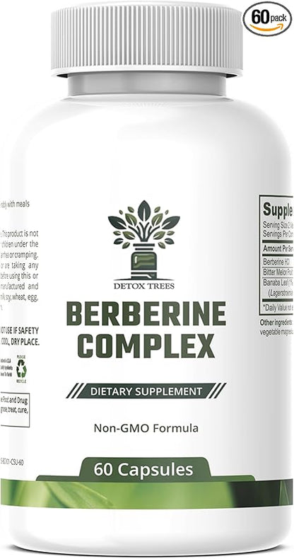 Berberine Supplement with Bitter Melon Extract and Banaba Leaf Extract - 1000mg Berberine HCL for Immune System, Weight Management - Non-GMO, Gluten-Free Berberine Complex, 60 Capsules