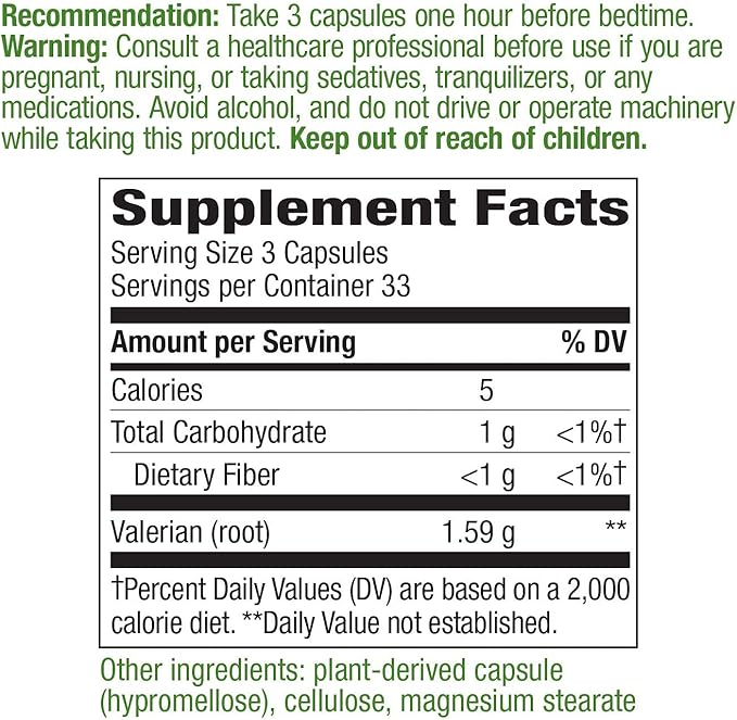 Nature's Way Valerian Root, Traditional Sleep 100 Capsules 2 Pack
