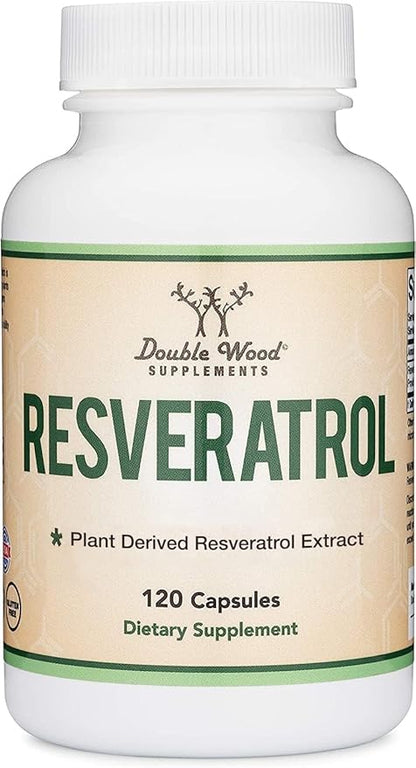 Resveratrol Supplement 500mg Per Serving, 120 Capsules (Resveratrol Polygonum Root Extract Providing 50% Trans Resveratrol) Healthy Aging Support by Double Wood