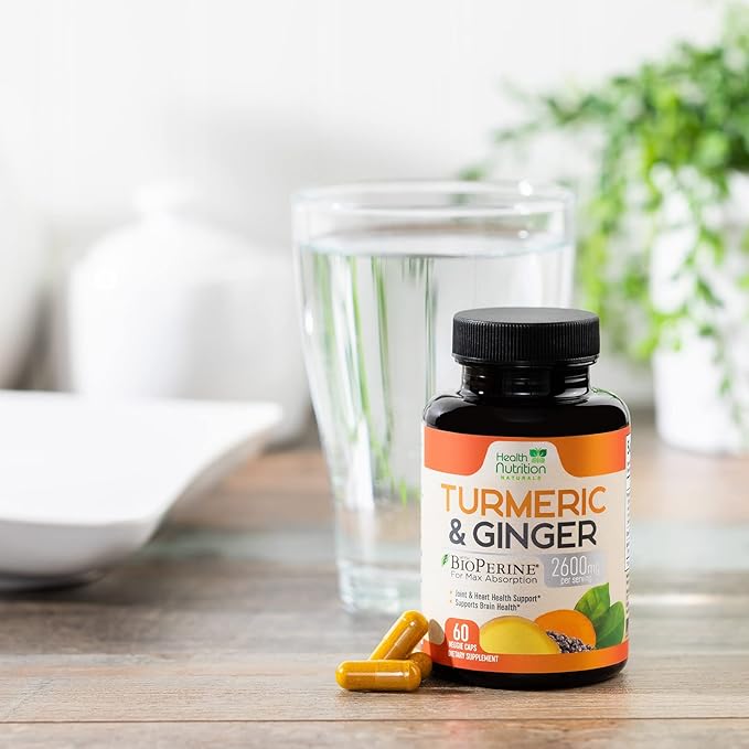 Turmeric Curcumin with BioPerine & Ginger 95% Curcuminoids 2600mg - 60 Capsules