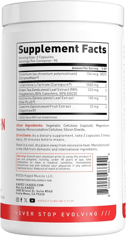 Kaged Thermogenic Clean Burn Caps for Men & Women Weight Management Supplement Caffeine-Free 90 Servings
