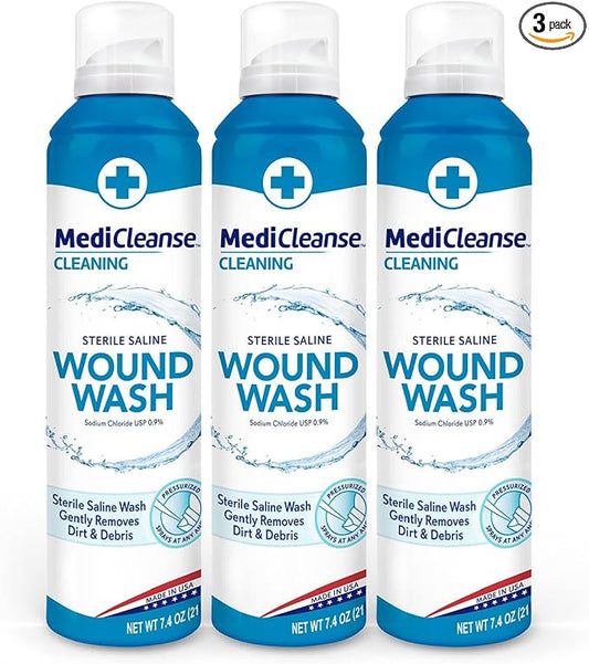 First Aid Sterile Saline Wound Wash, 7.4 oz 3) -