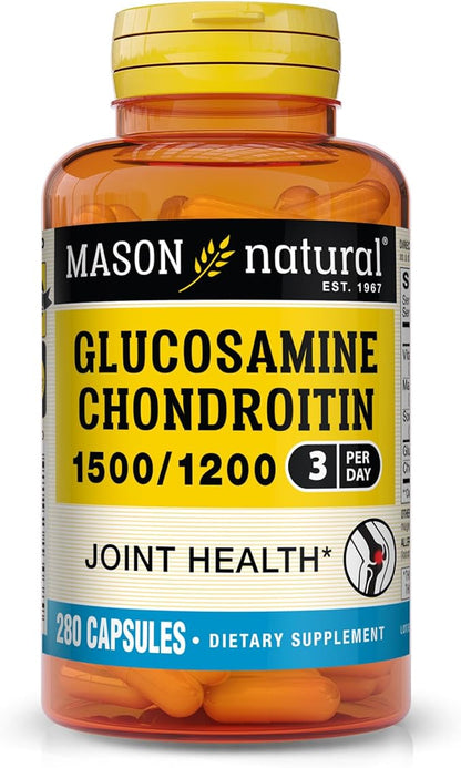MASON NATURAL Glucosamine Chondroitin 1500/1200 280 Capsules, 3 Month