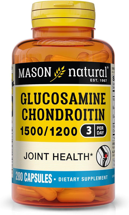 MASON NATURAL Glucosamine Chondroitin 1500/1200 280 Capsules, 3 Month