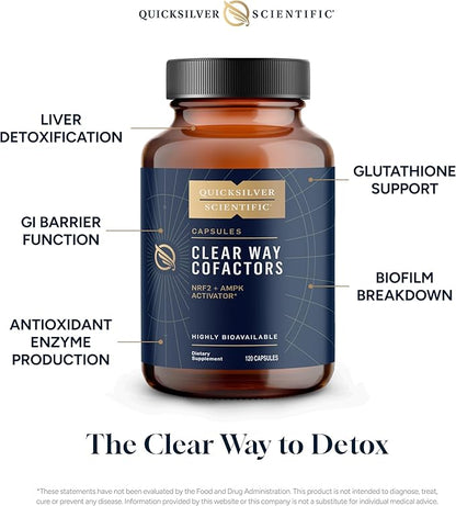 Quicksilver Scientific Clear Way Cofactors - Body Detox Cleanse Support with Vitamin B1, Dandelion Extract, Quercetin & Nattokinase Enzyme - Antioxidant Cleanse to Support Gut Health (120 Capsules)