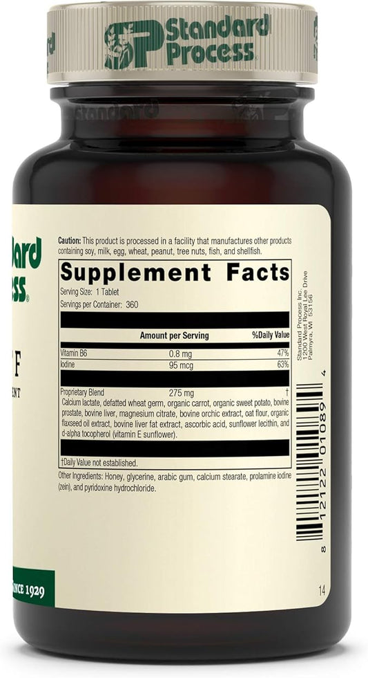 Standard Process Cataplex F - Whole Food Supplement, Thyroid Support, Metabolism, Skin Health, and Hair Health with Vitamin B6, Iodine, Flaxseed Oil - 90 Tablets