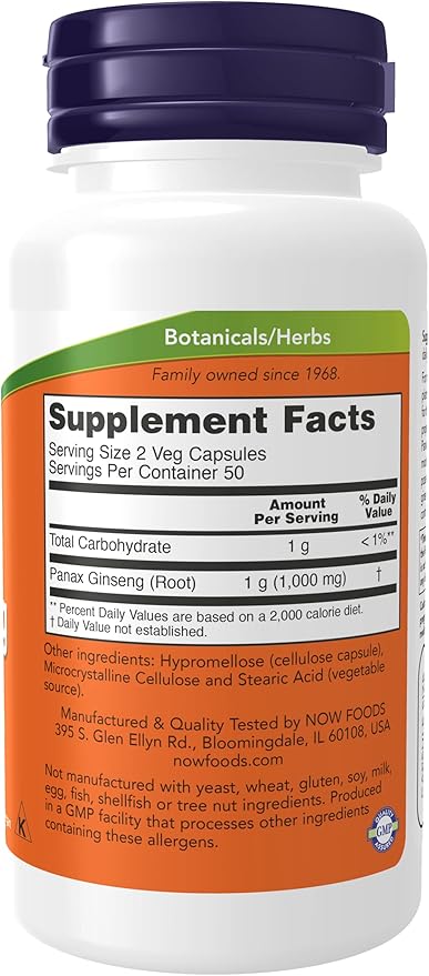 Now Foods: Panax Ginseng, 100 caps