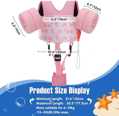 Moko Toddler Swim Vest for Kids, 20-50 lbs/22-66 lbs Clearance Swim Arm Band Cartoon Swimming Wings Pool Float Vests Sleeves Shoulder Straps Arm Floaties for Children Learn to Swim
