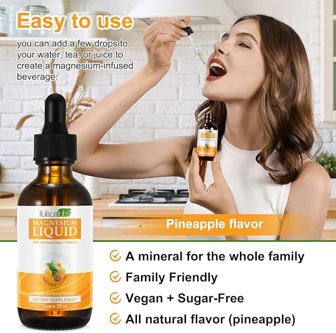 Magnesium Glycinate Liquid Drops,1000mg Liquid Magnesium B6,C,D and 2 Fl