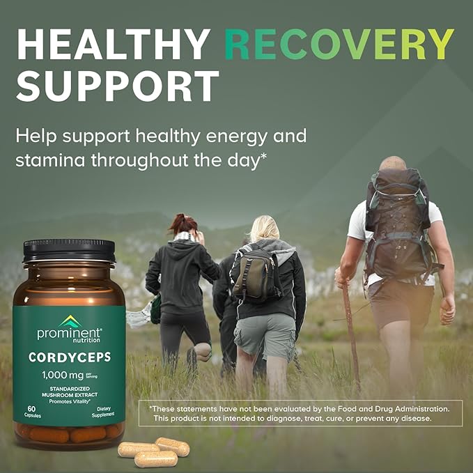 Cordyceps Mushroom Capsules 1000 mg, 60 Count