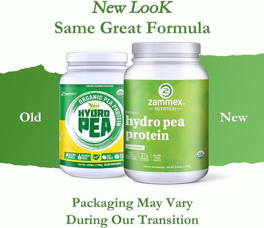 Zammex Organic Pea Protein Powder, 27g 100% Vegan 2.62lbs, Natural
