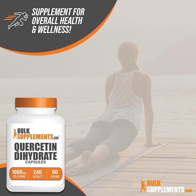 BulkSupplements.com Quercetin Dihydrate Capsule - Quercetin Supplements, Quercetin 1000mg, Quercetin Capsules - Antioxidants Supplement, 4 Capsules per Serving, 240 Capsules