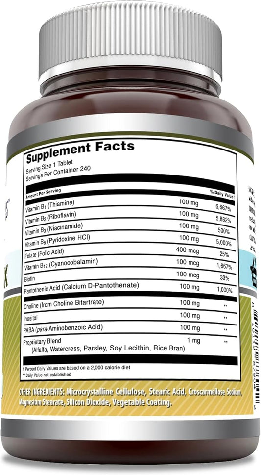 Amazing Formulas Vitamin B Complex 11 Key B1, B2, B2, B3, B3, B6, B6, B12, B12, Folic (240 Count)
