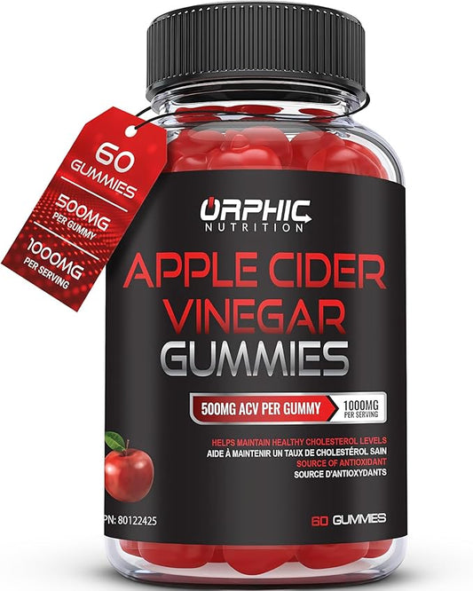 Apple Cider Vinegar Gummies - 1000mg - Formulated to Support Normal Energy Levels & Gut Health - Supports Digestion, Detox & Cleansing - ACV Gummies W/VIT B12, Beetroot (60 Count)