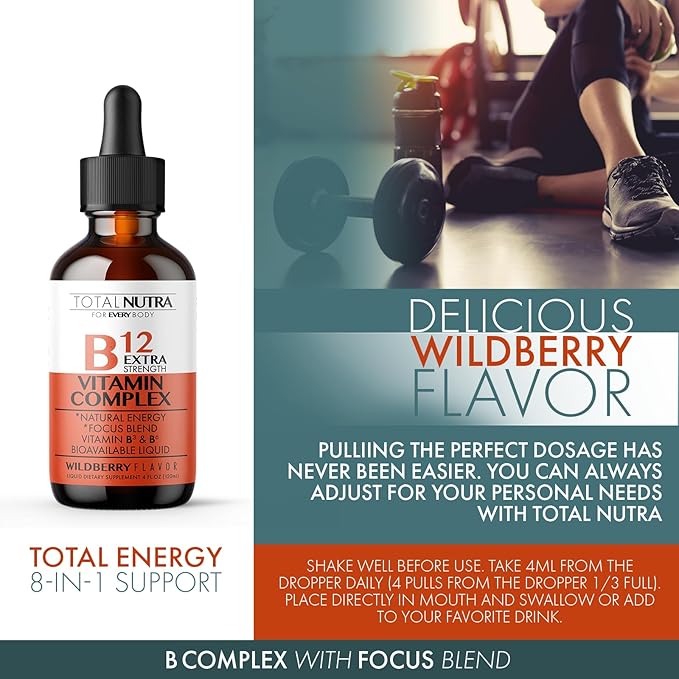Extra Strength Liquid B12 Vitamin Drops- B12, B6, B6, B3- B3- Vegan